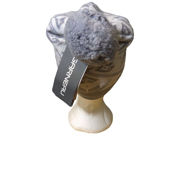 Louis Garneau Merino Wool Blend Hat Beanie NEW Nordic Sport Cap White Gray Pom - Picture 3 of 10